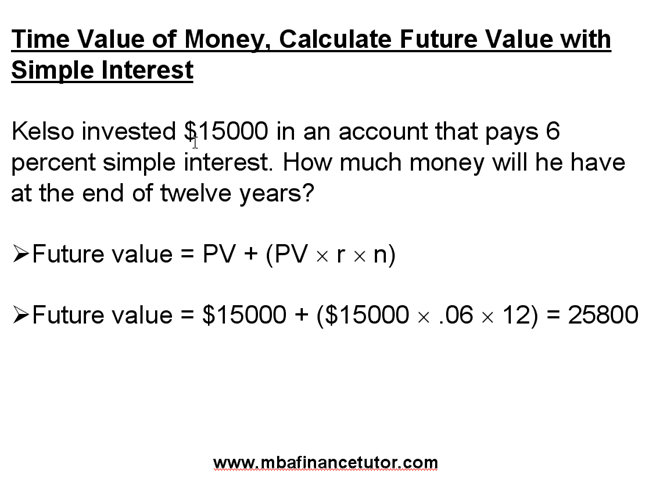 Time Value of Money, Calculate Future Value with Simple Interest