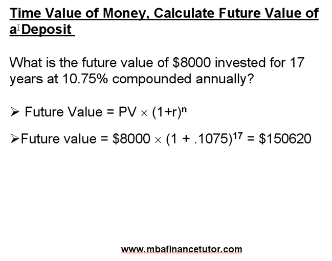 Time Value of Money, Calculate Future Value of a Deposit